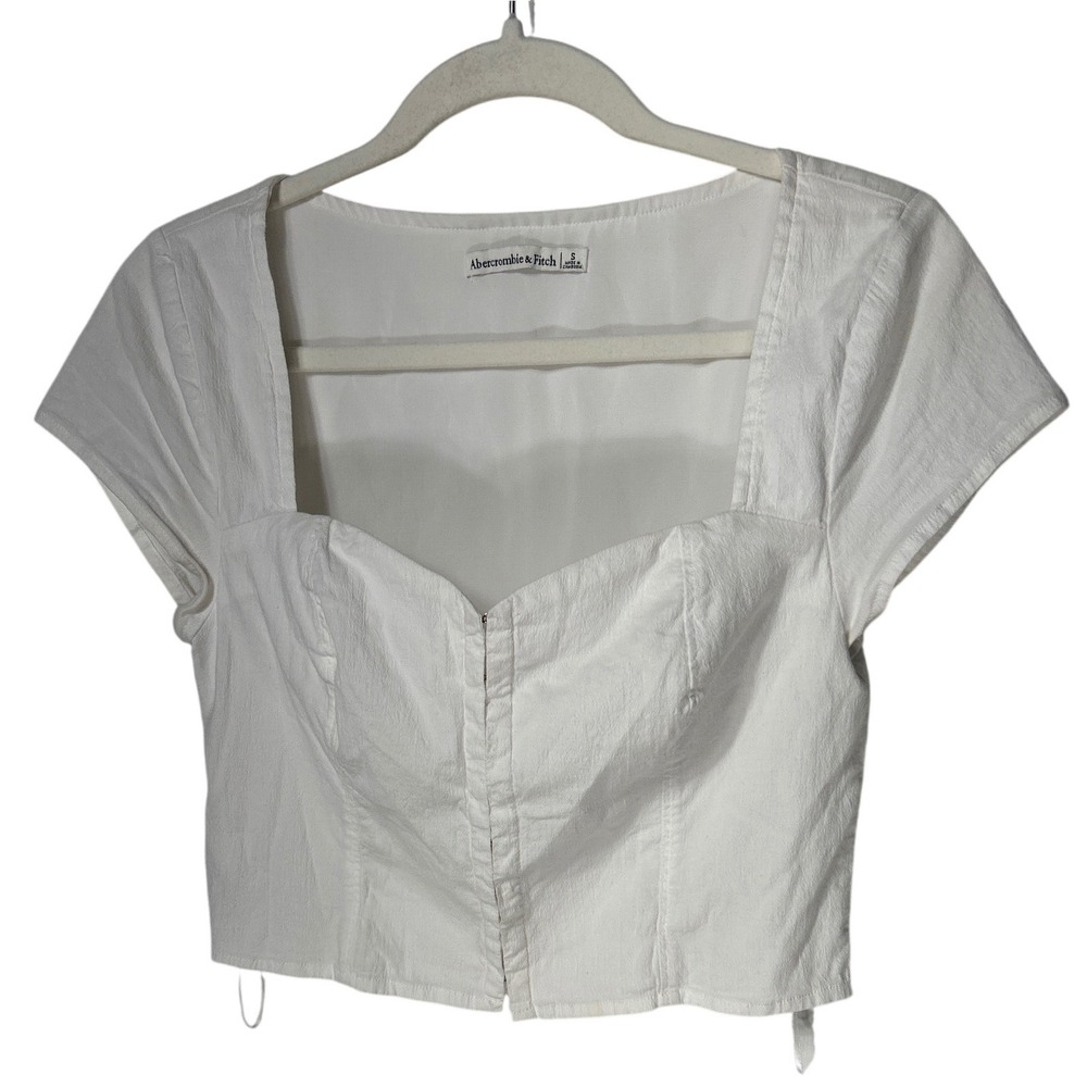 Abercrombie & Fitch White Corset Hook and Eye Crop Top Size Small